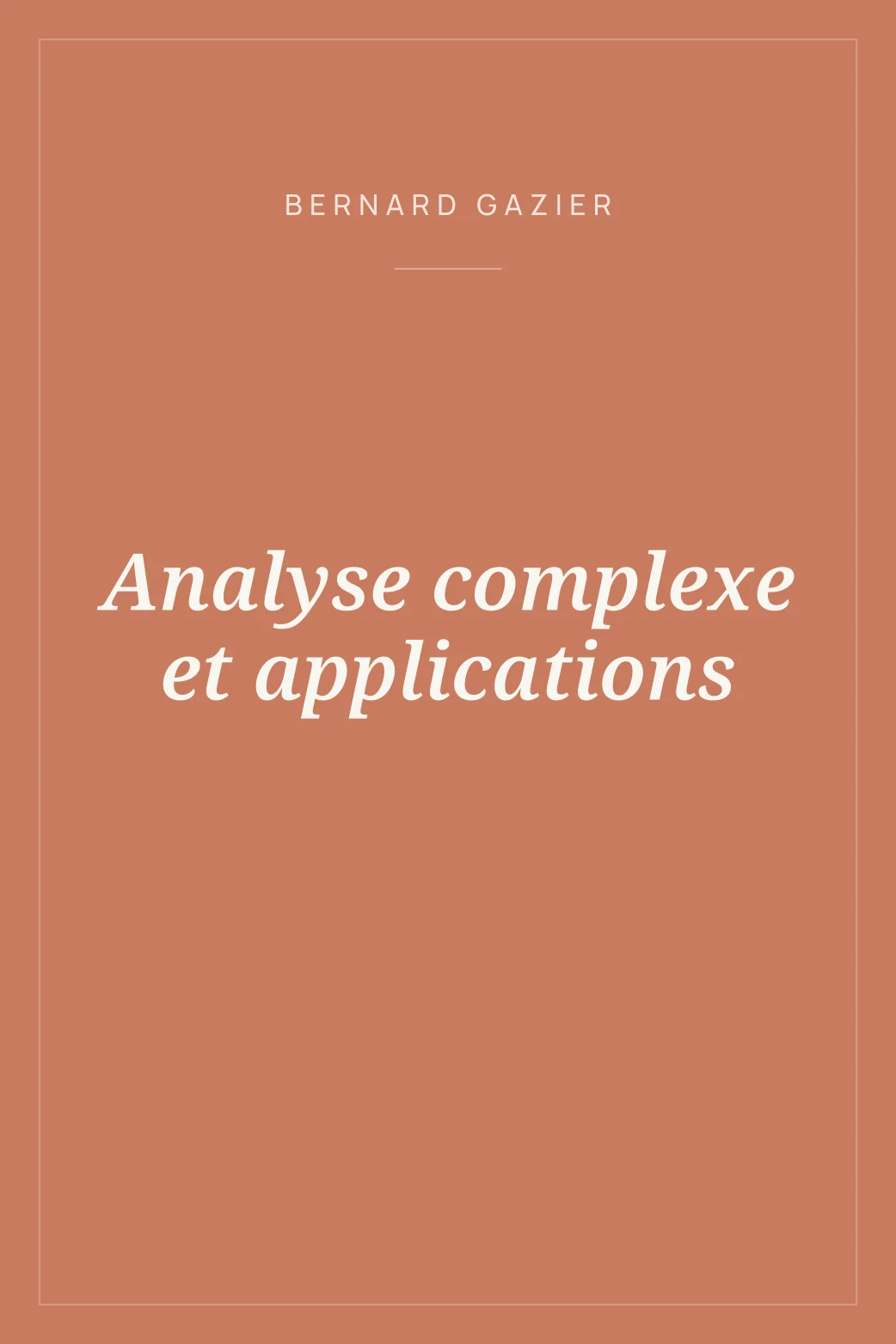 Portada de Analyse complexe et applications