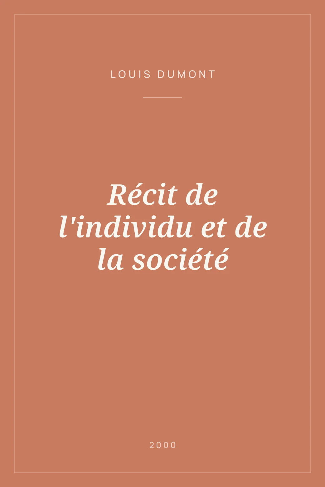 Portada de Récit de l'individu et de la société