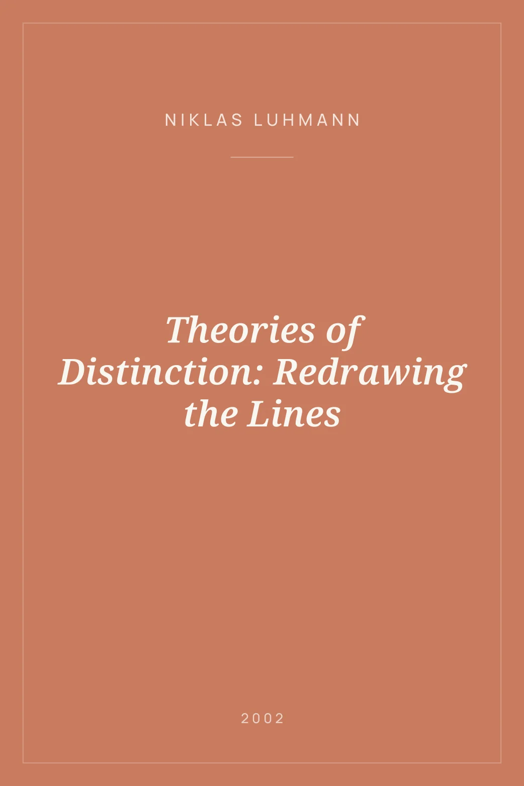 Portada de Theories of Distinction: Redrawing the Lines