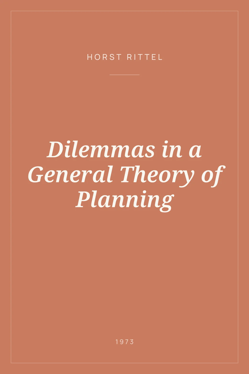 Portada de Dilemmas in a General Theory of Planning