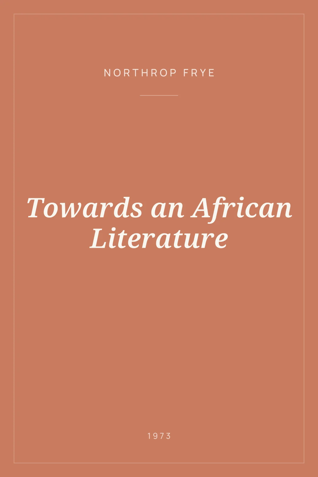 Portada de Towards an African Literature