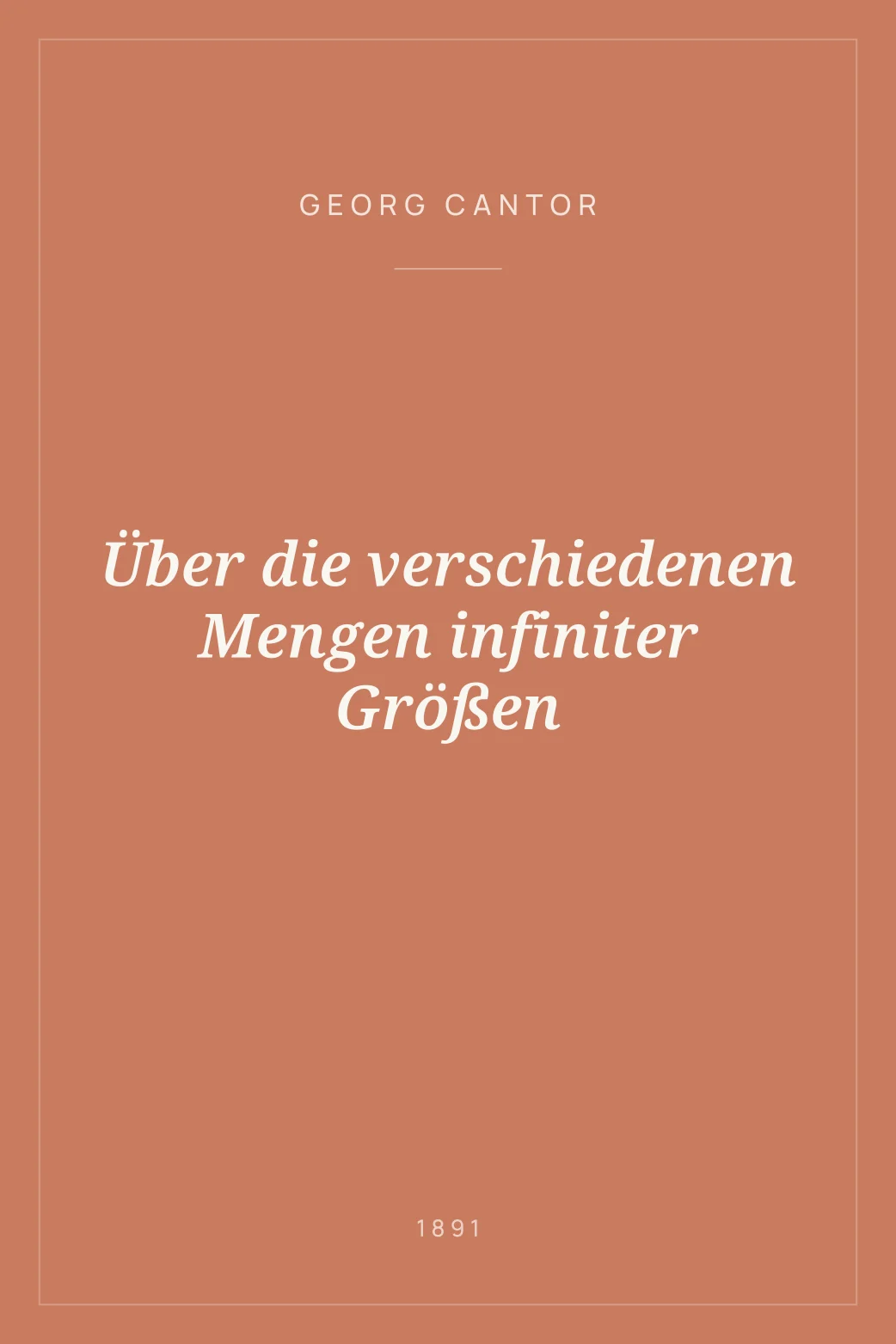 Portada de Über die verschiedenen Mengen infiniter Größen