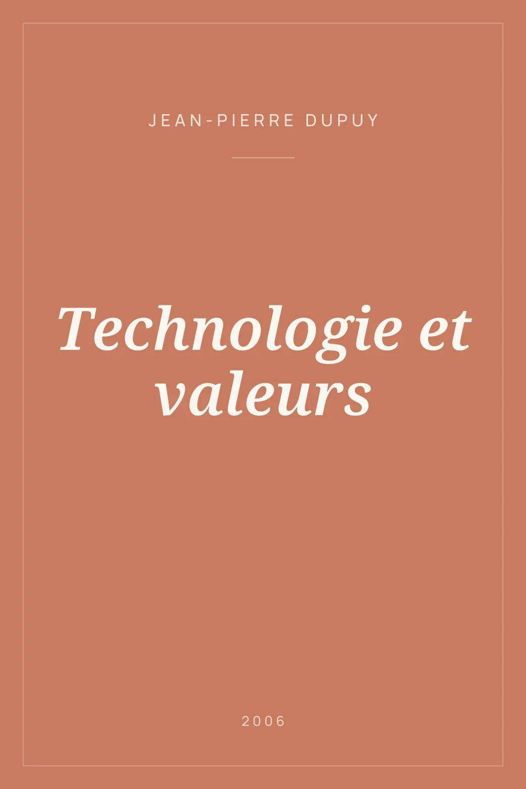 Portada de Technologie et valeurs