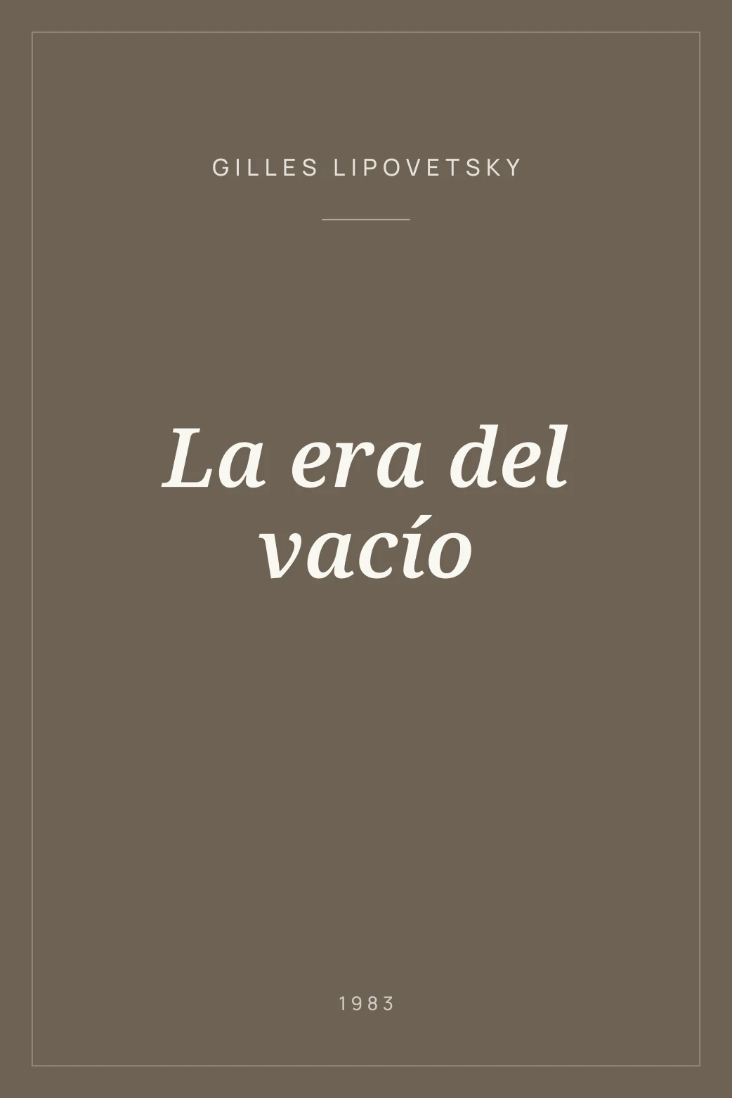 Portada de La era del vacío