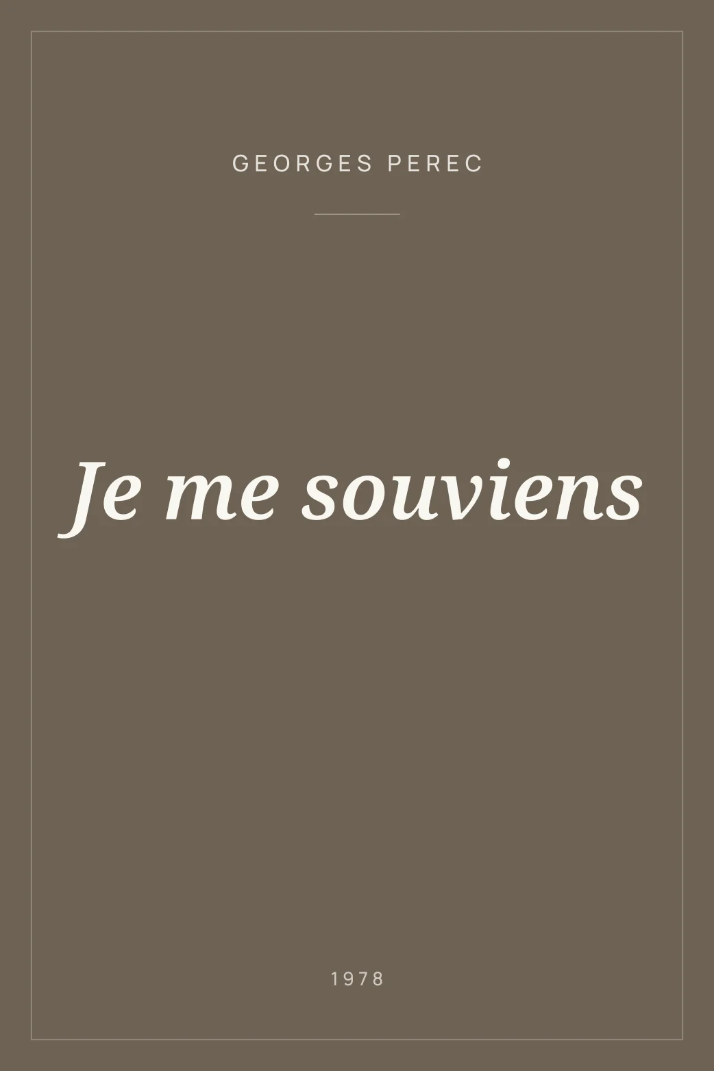 Portada de Je me souviens