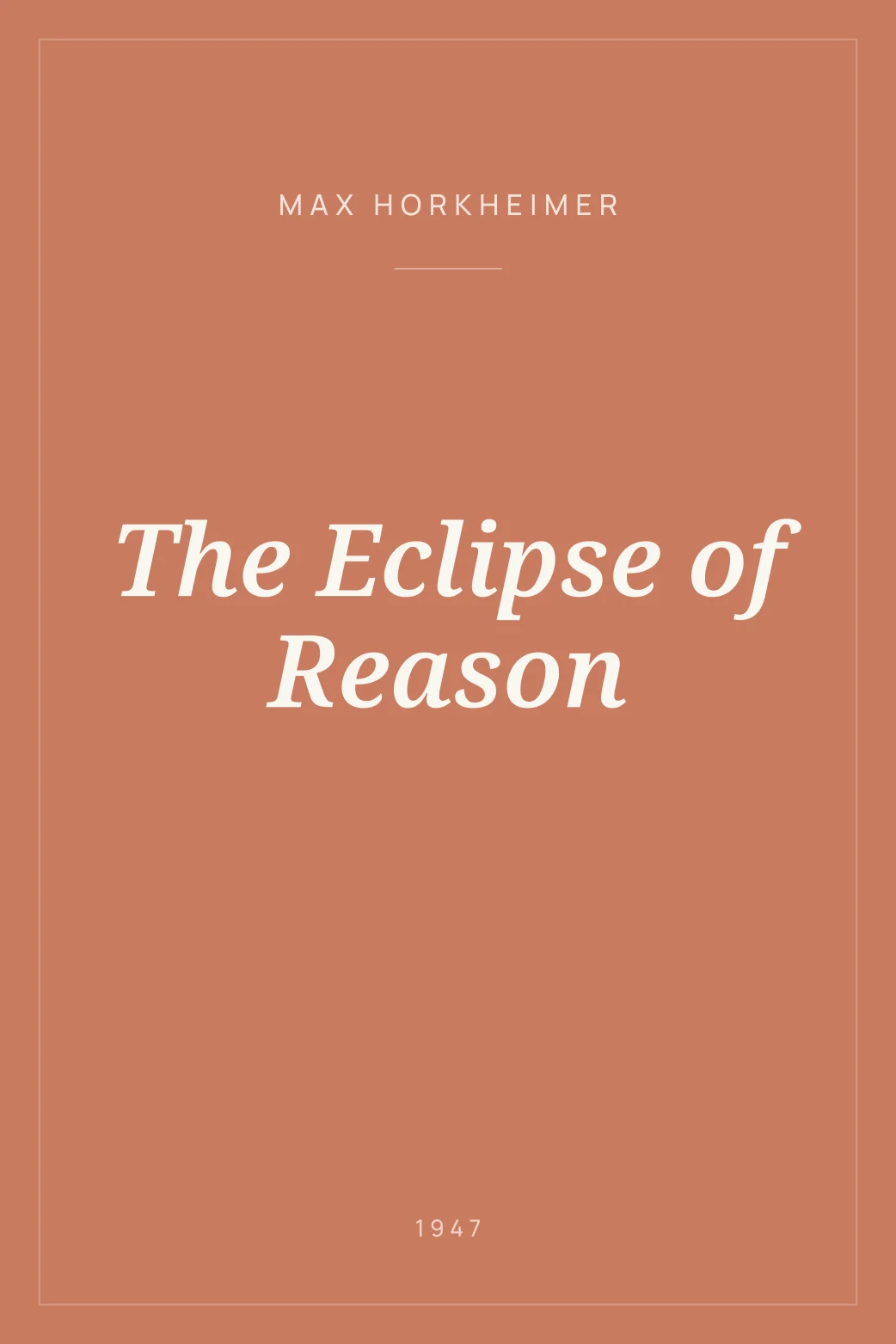 Portada de The Eclipse of Reason