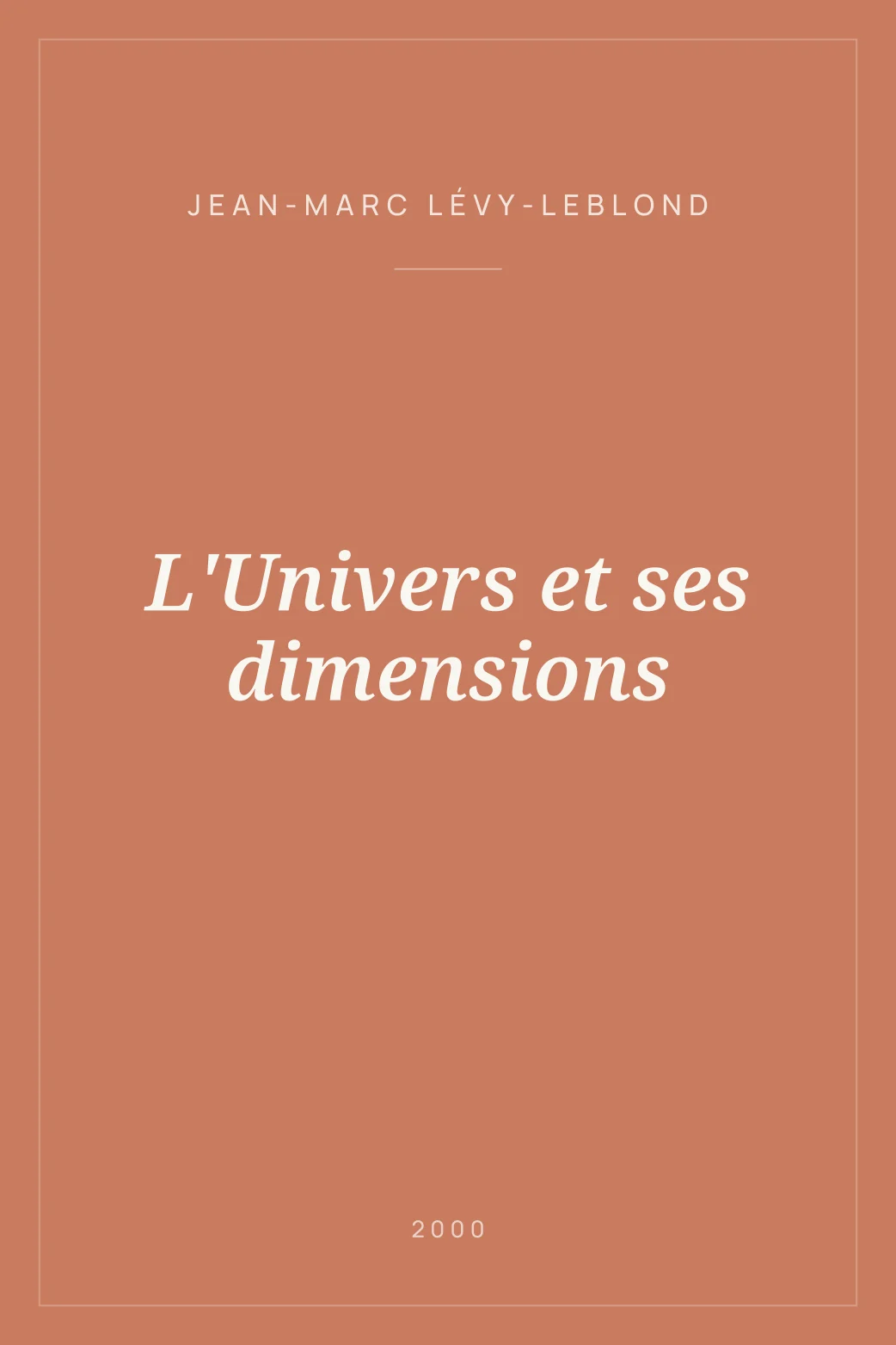 Portada de L'Univers et ses dimensions