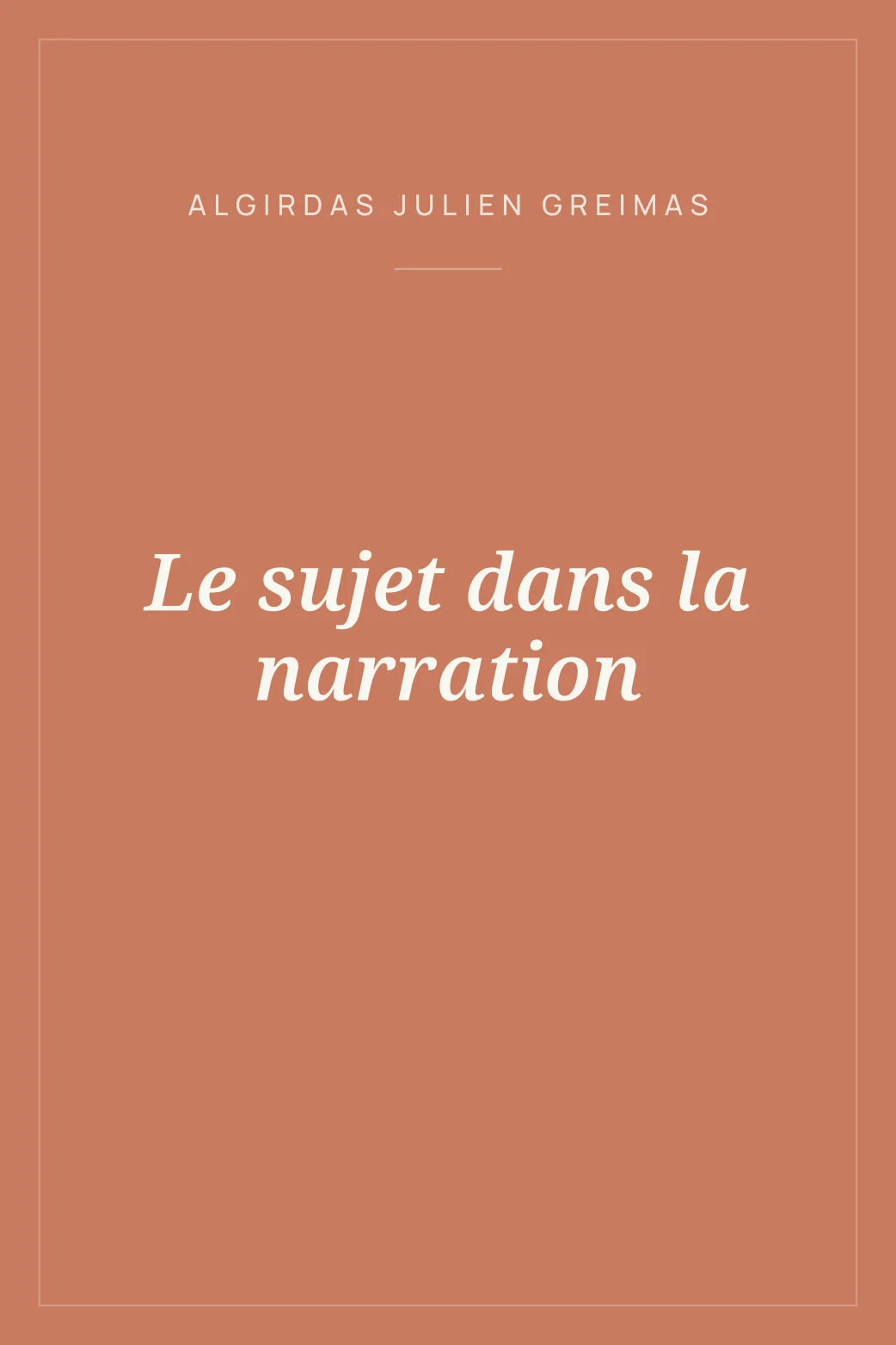 Portada de Le sujet dans la narration