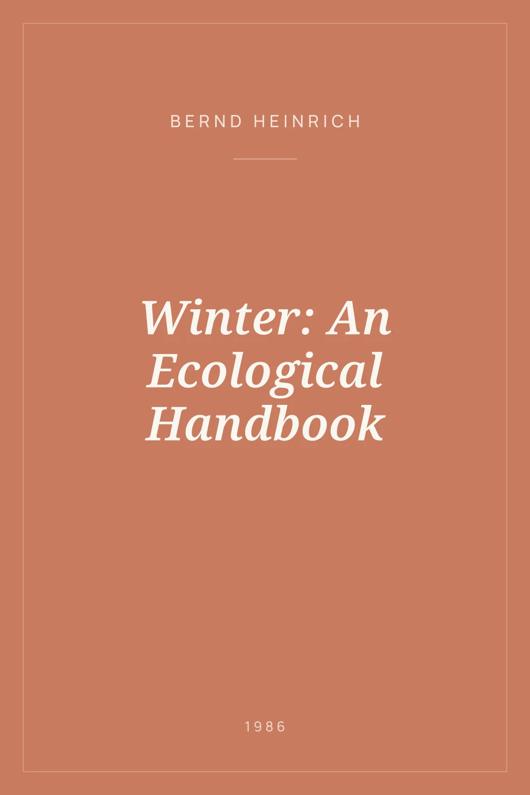 Portada de Winter: An Ecological Handbook