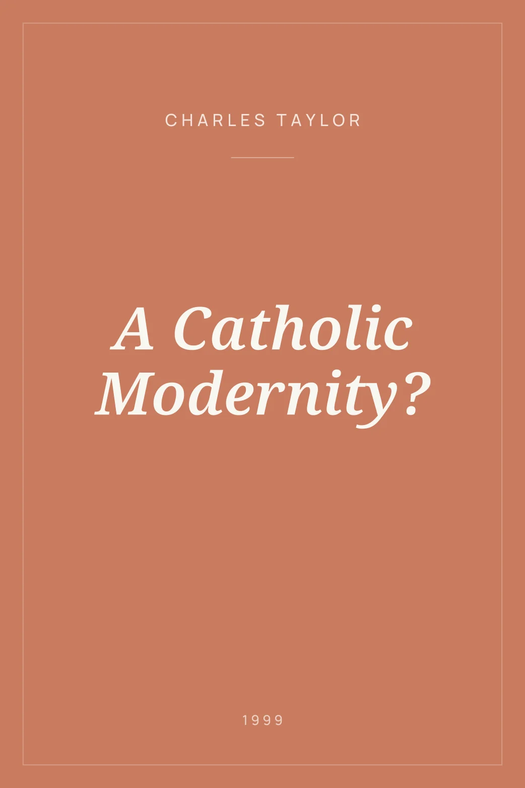 Portada de A Catholic Modernity?