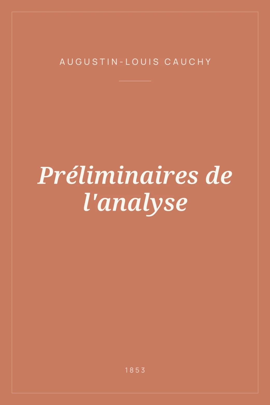 Portada de Préliminaires de l'analyse