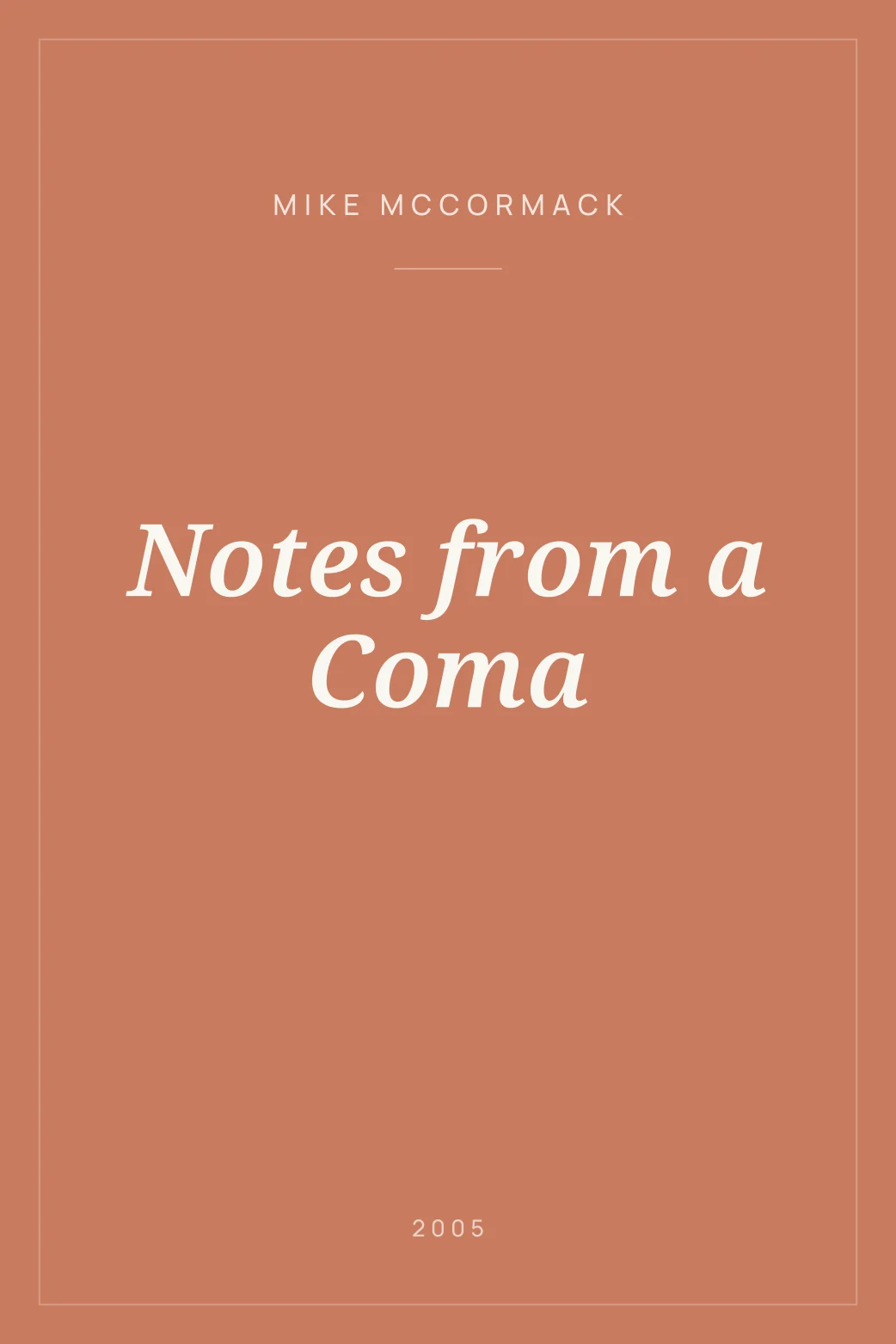 Portada de Notes from a Coma