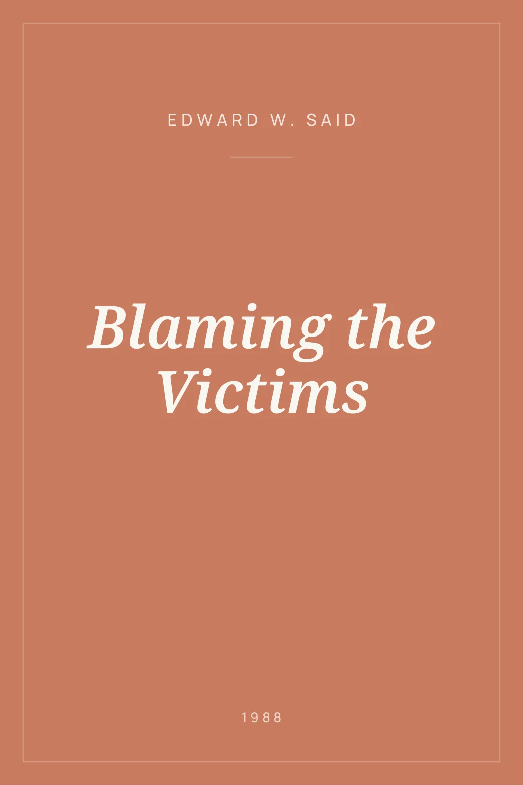 Portada de Blaming the Victims