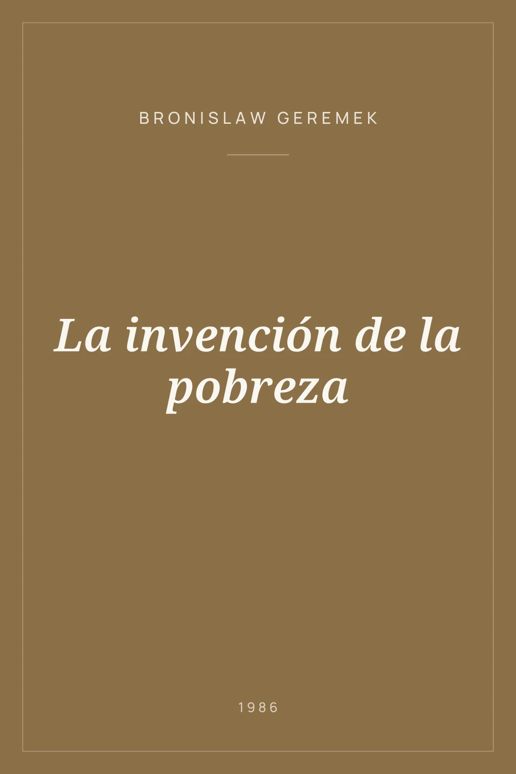 Portada de La invención de la pobreza