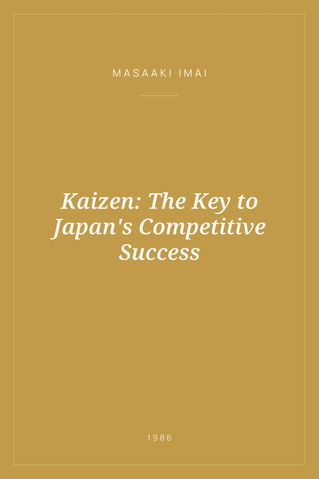 Portada de Kaizen: The Key to Japan's Competitive Success
