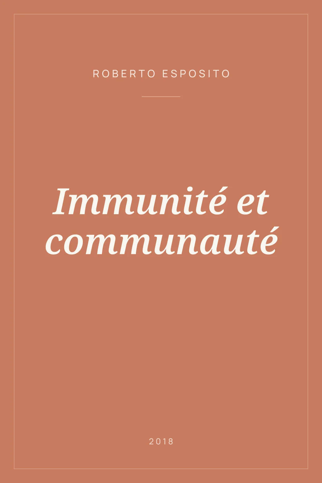 Portada de Immunité et communauté