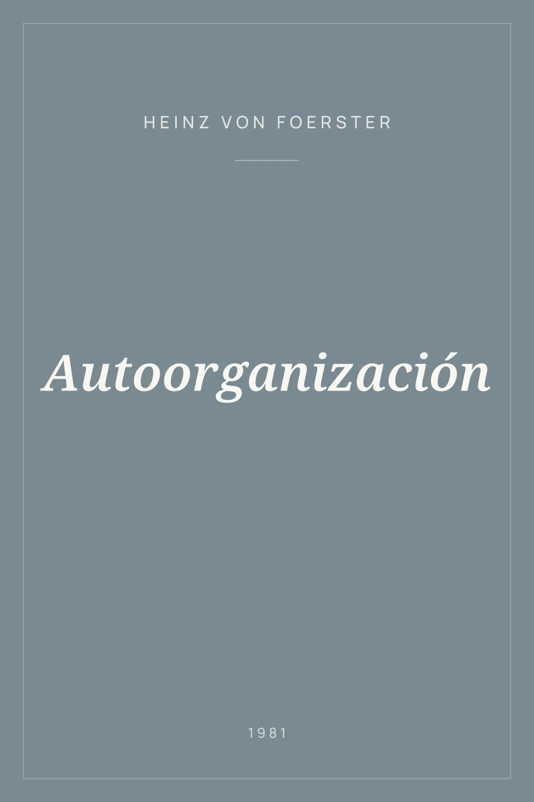 Portada de Autoorganización