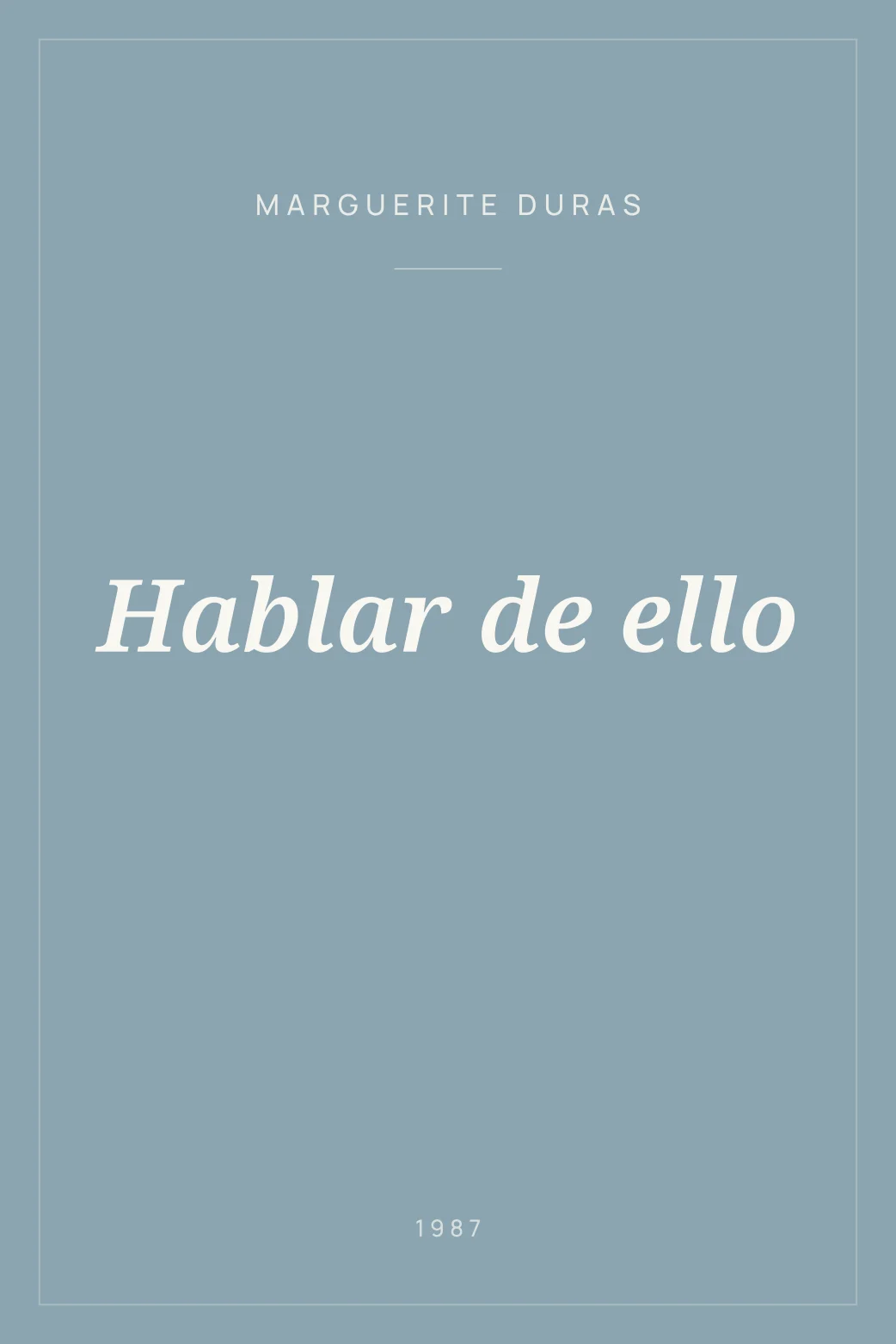 Portada de Hablar de ello