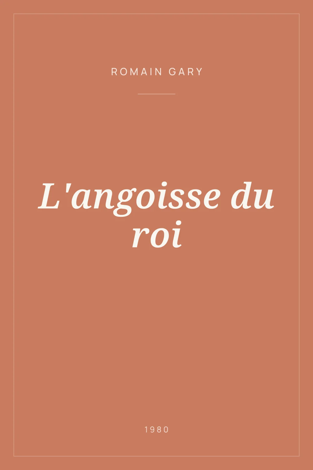 Portada de L'angoisse du roi