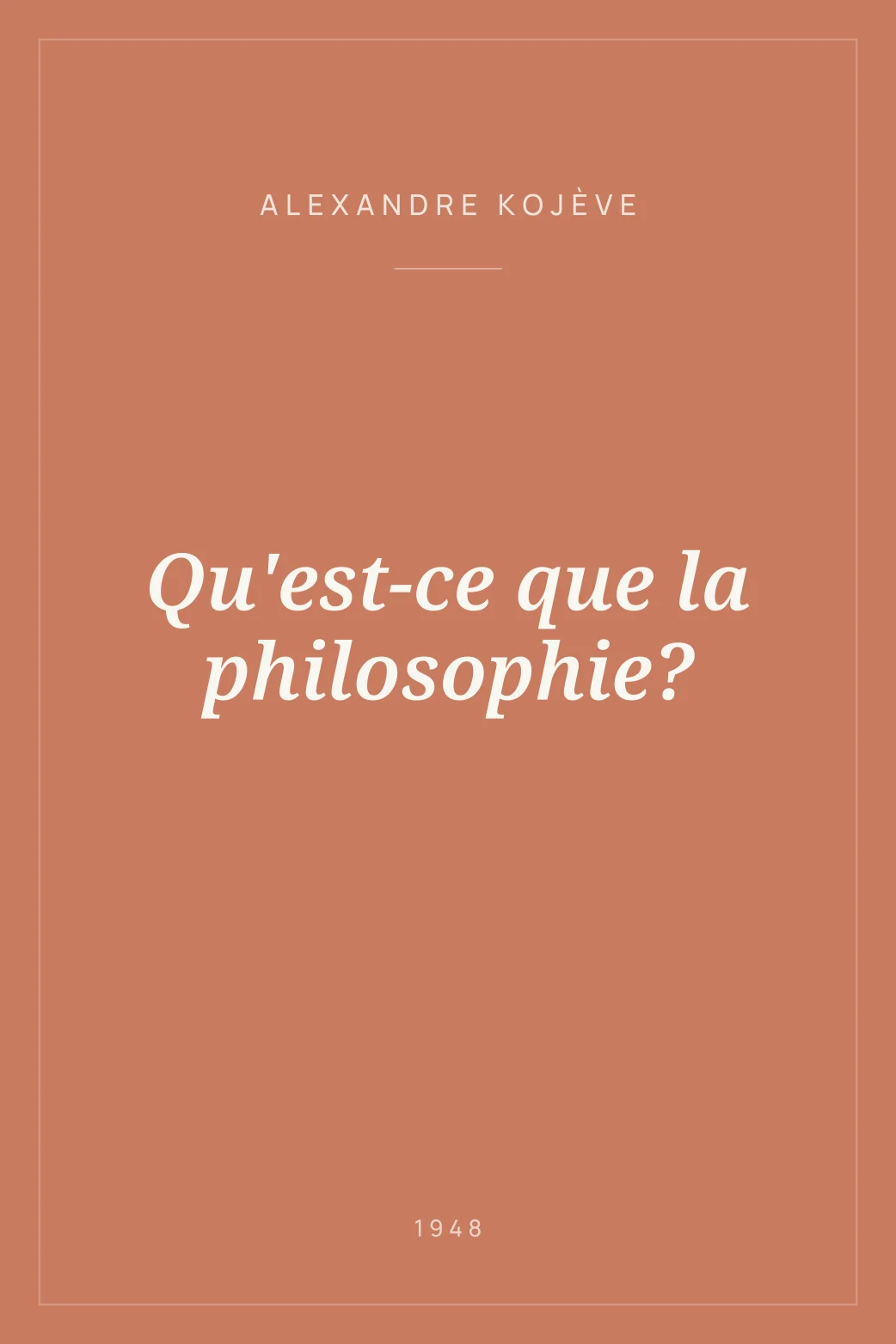 Portada de Qu'est-ce que la philosophie?