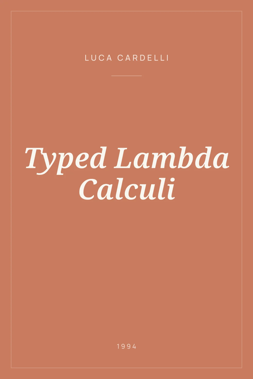 Portada de Typed Lambda Calculi