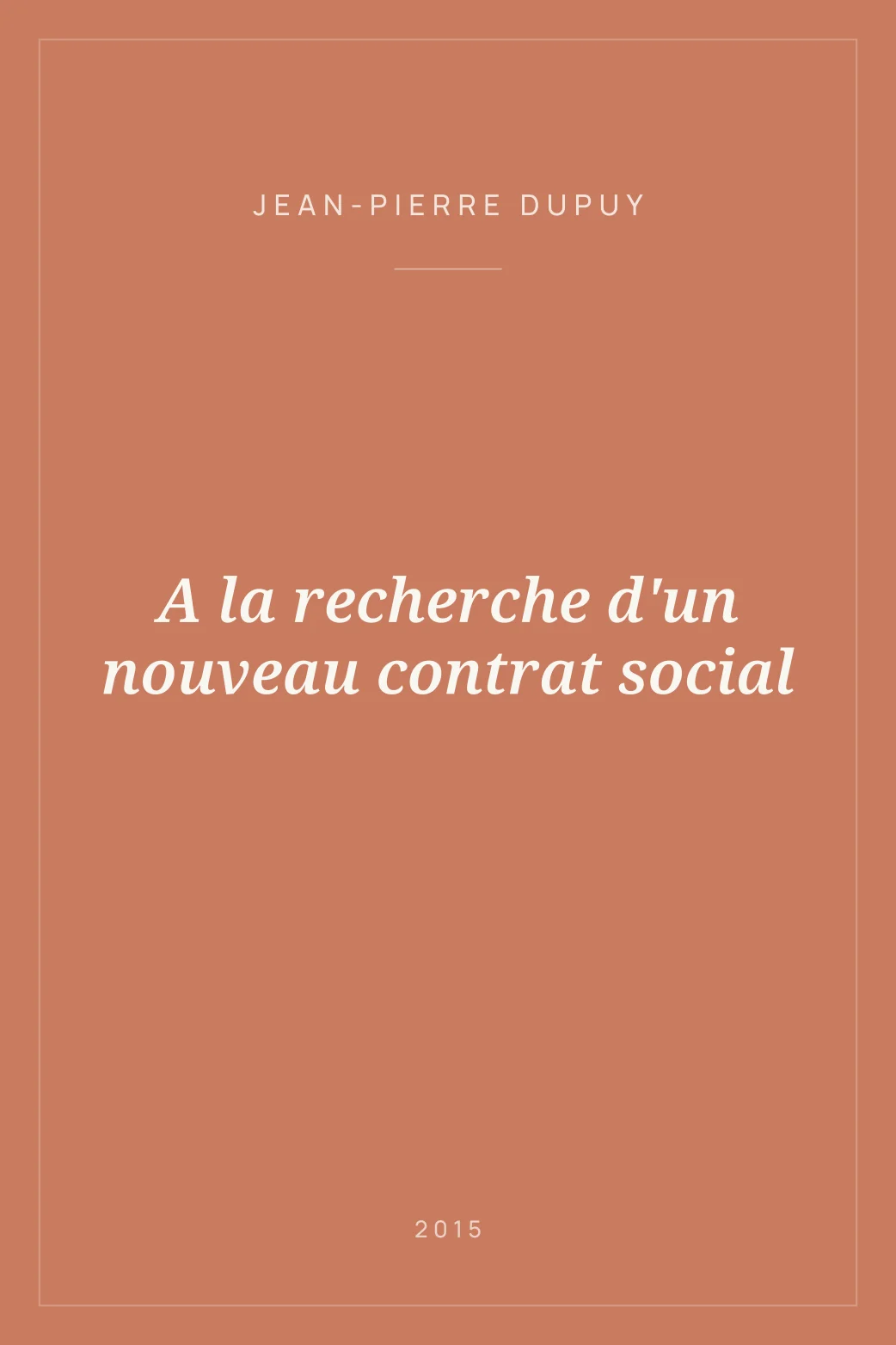 Portada de A la recherche d'un nouveau contrat social