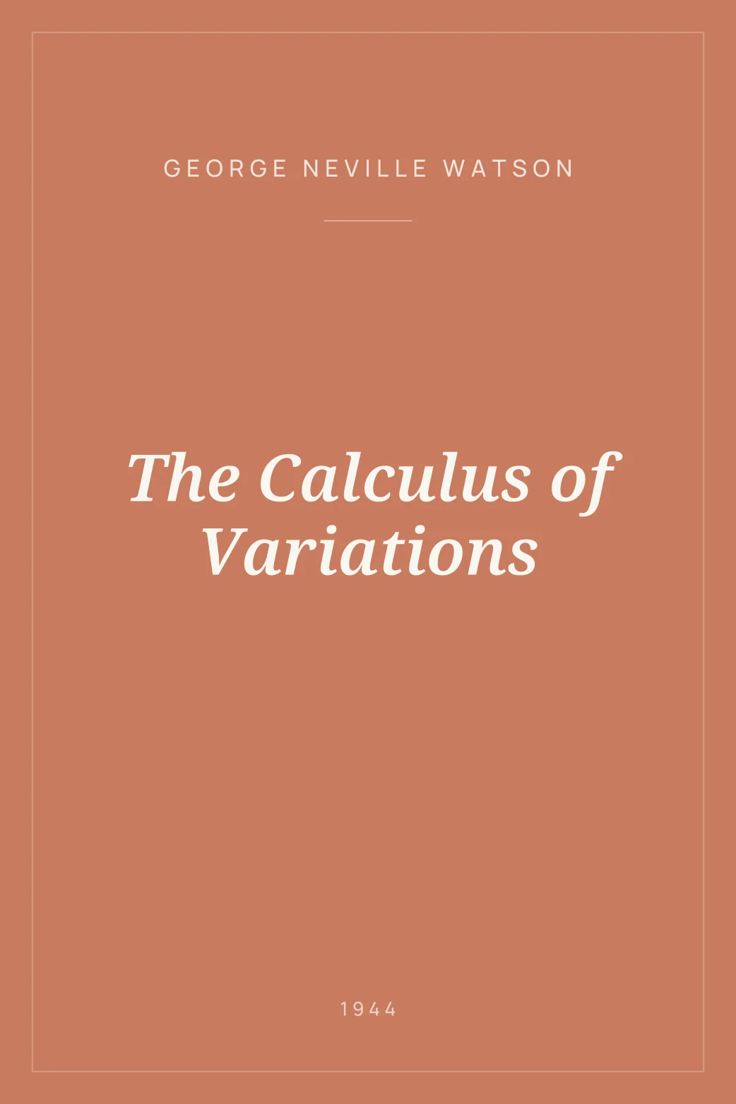 Portada de The Calculus of Variations