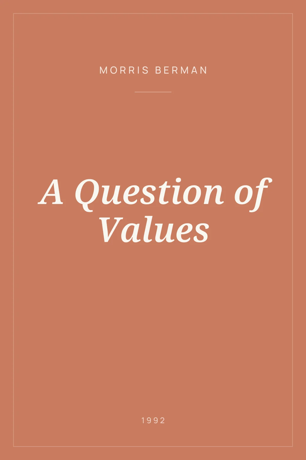 Portada de A Question of Values