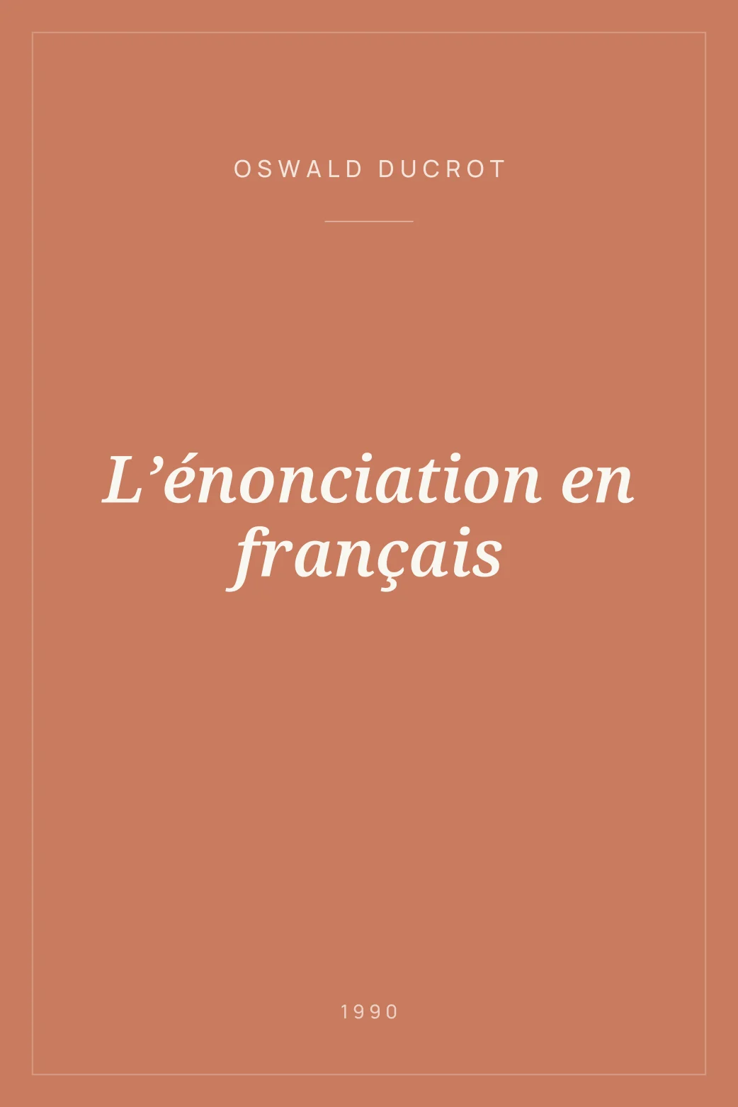 Portada de L’énonciation en français