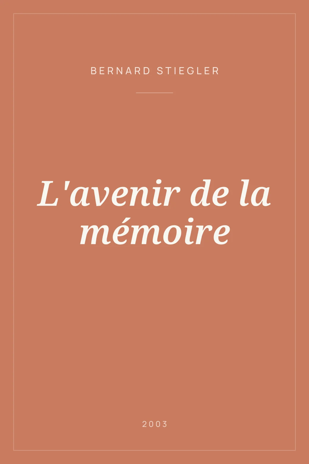 Portada de L'avenir de la mémoire