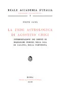 Portada de La fede astrologica di Agostino Chigi: interpretazione dei dipinti di Baldassare Peruzzi nella sala di Galatea della Farnesina