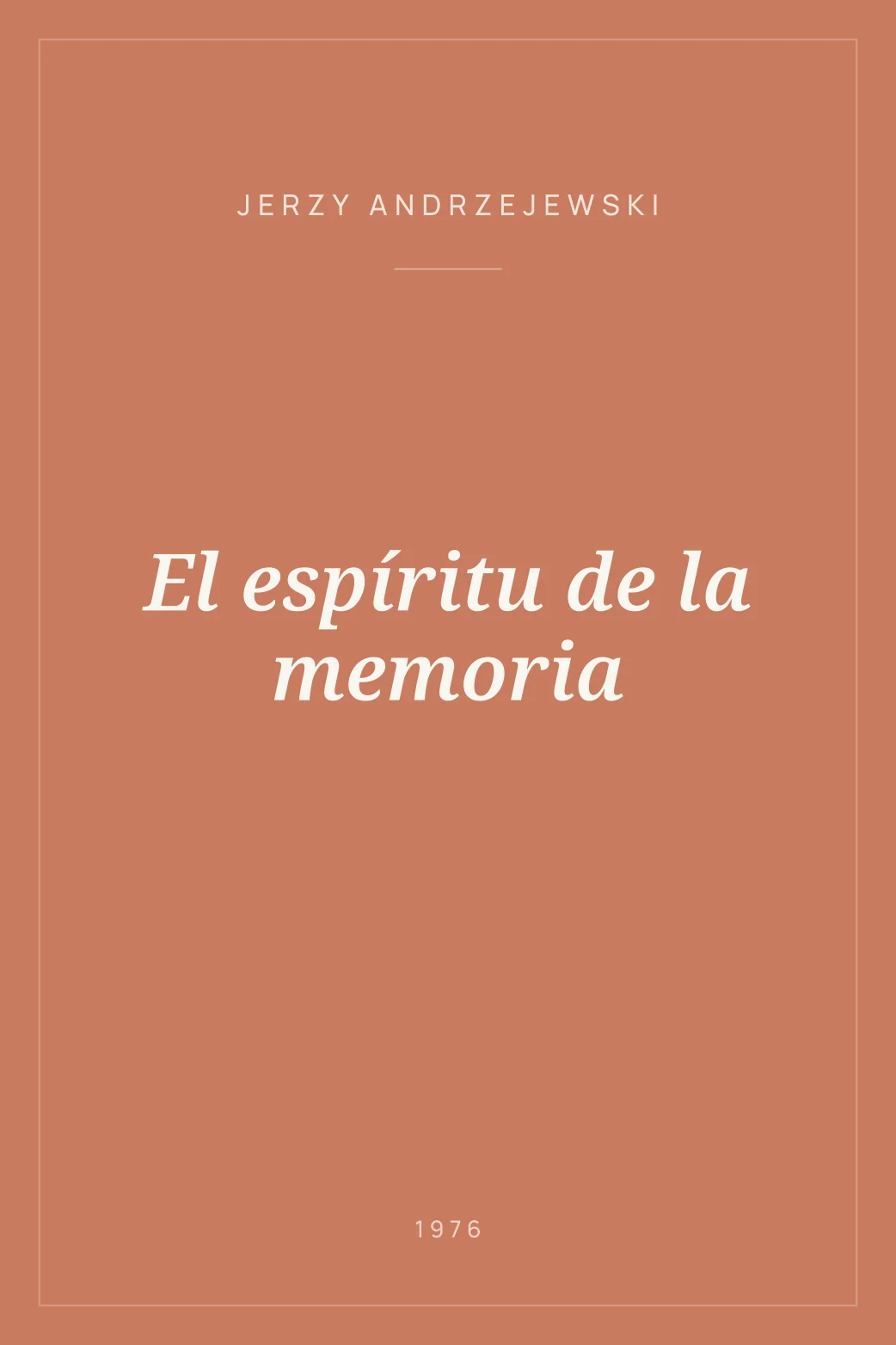 Portada de El espíritu de la memoria