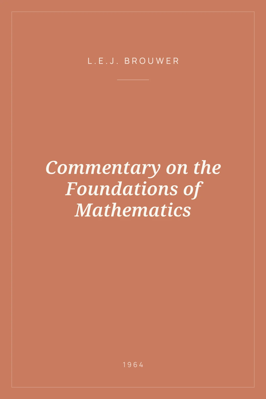 Portada de Commentary on the Foundations of Mathematics