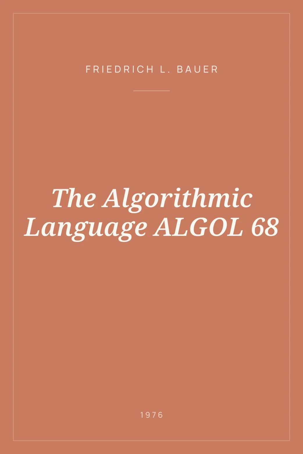 Portada de The Algorithmic Language ALGOL 68