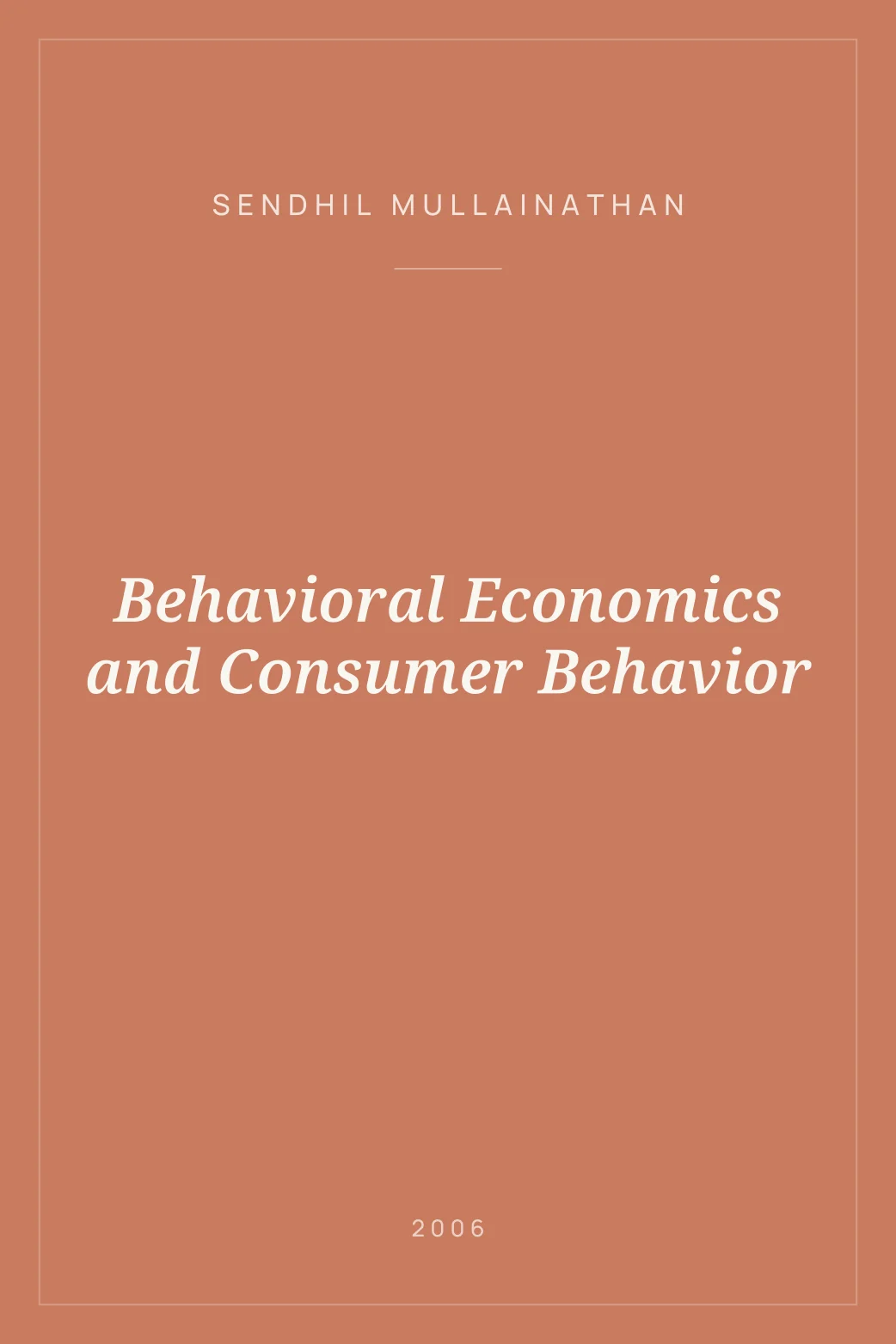 Portada de Behavioral Economics and Consumer Behavior