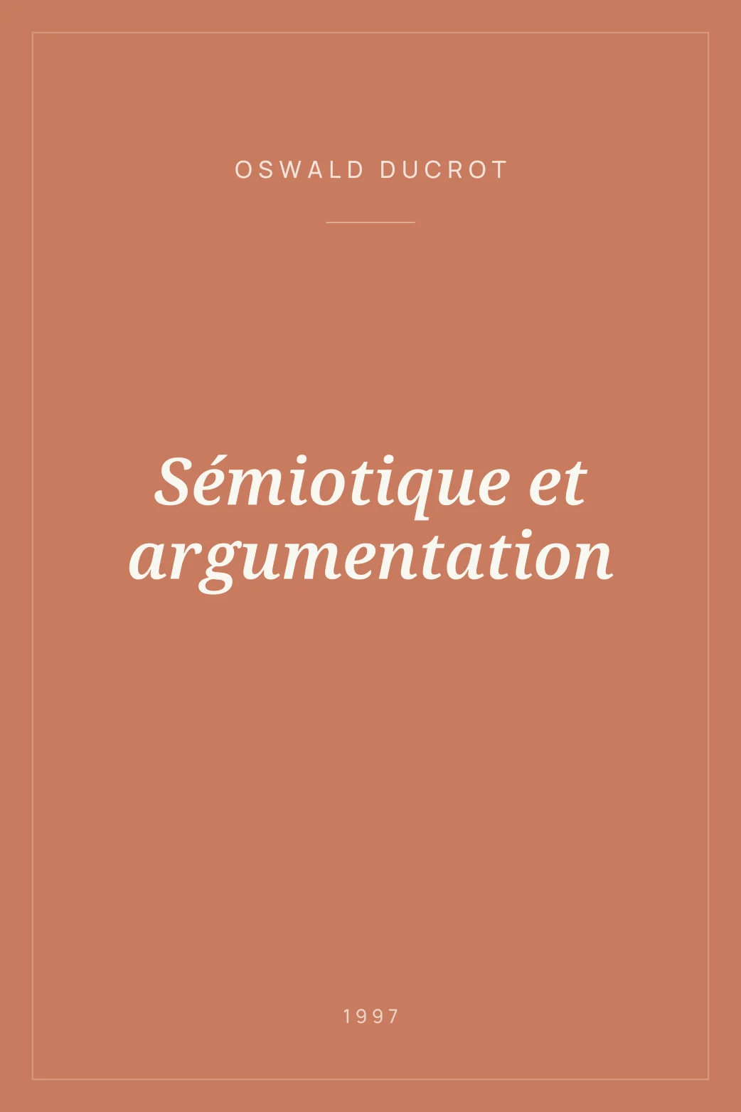 Portada de Sémiotique et argumentation