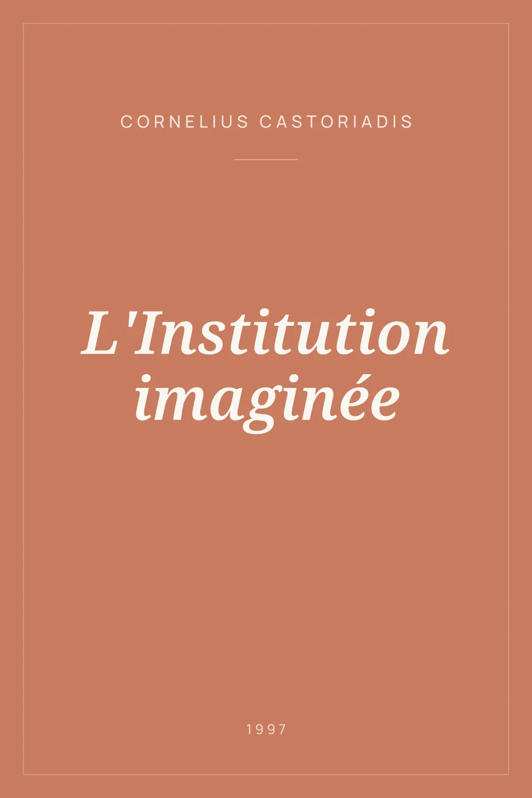 Portada de L'Institution imaginée