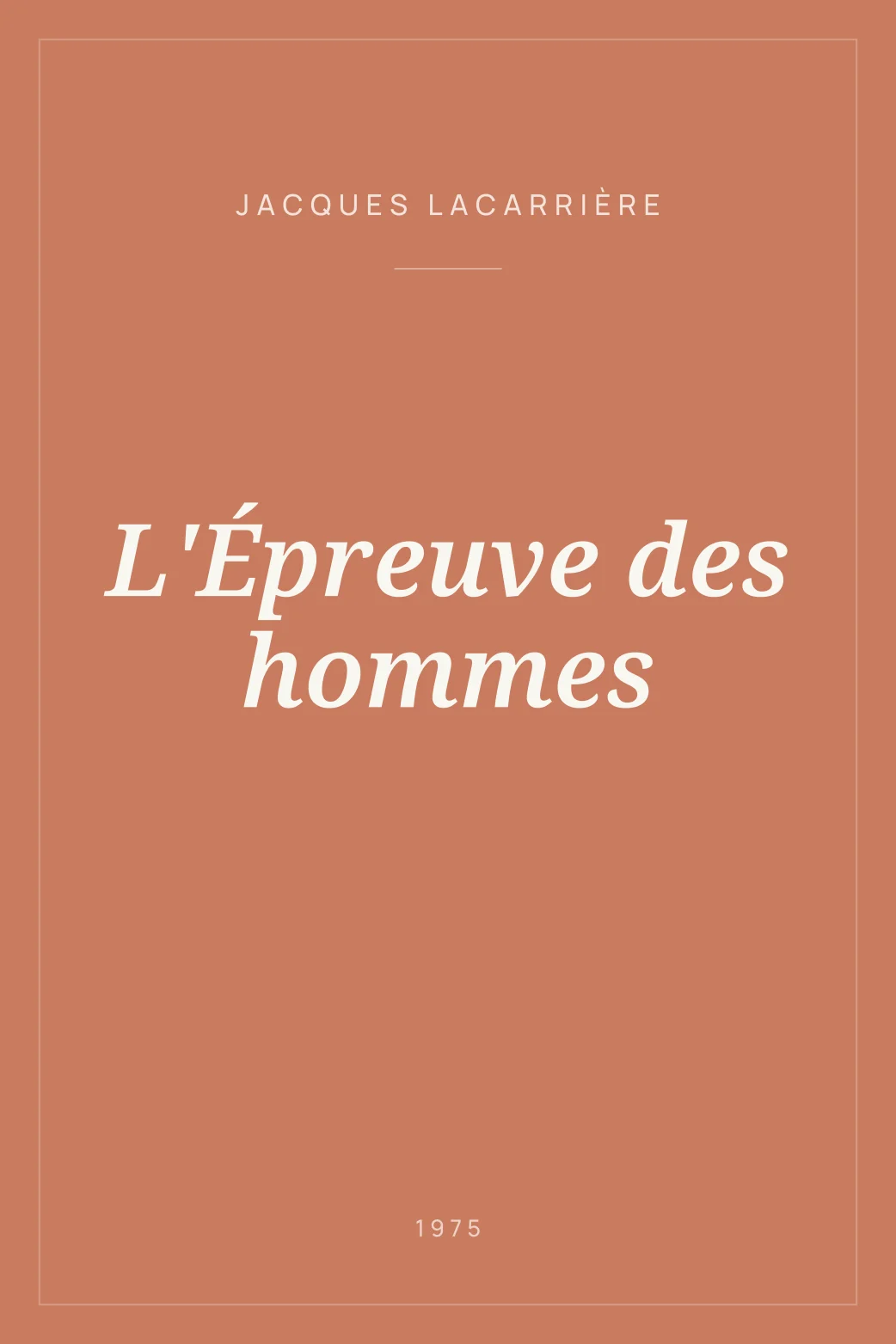 Portada de L'Épreuve des hommes
