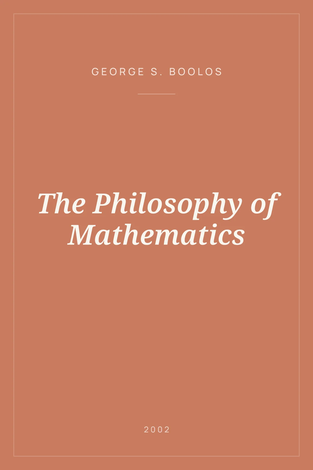 Portada de The Philosophy of Mathematics