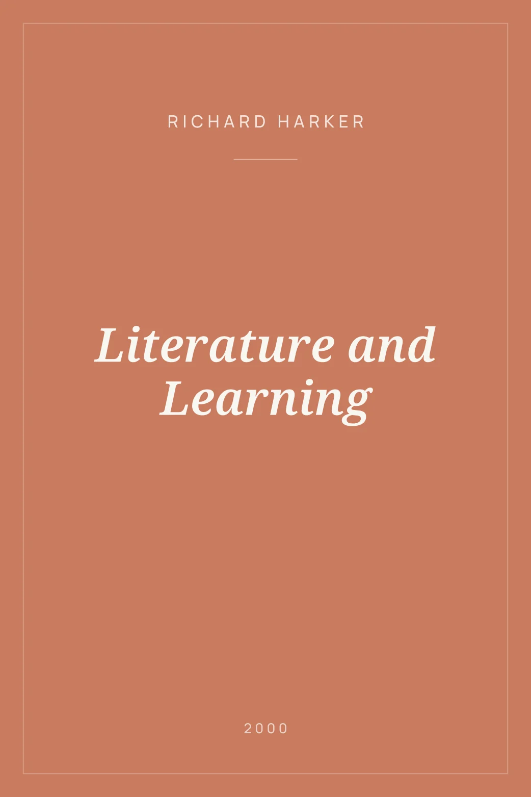 Portada de Literature and Learning