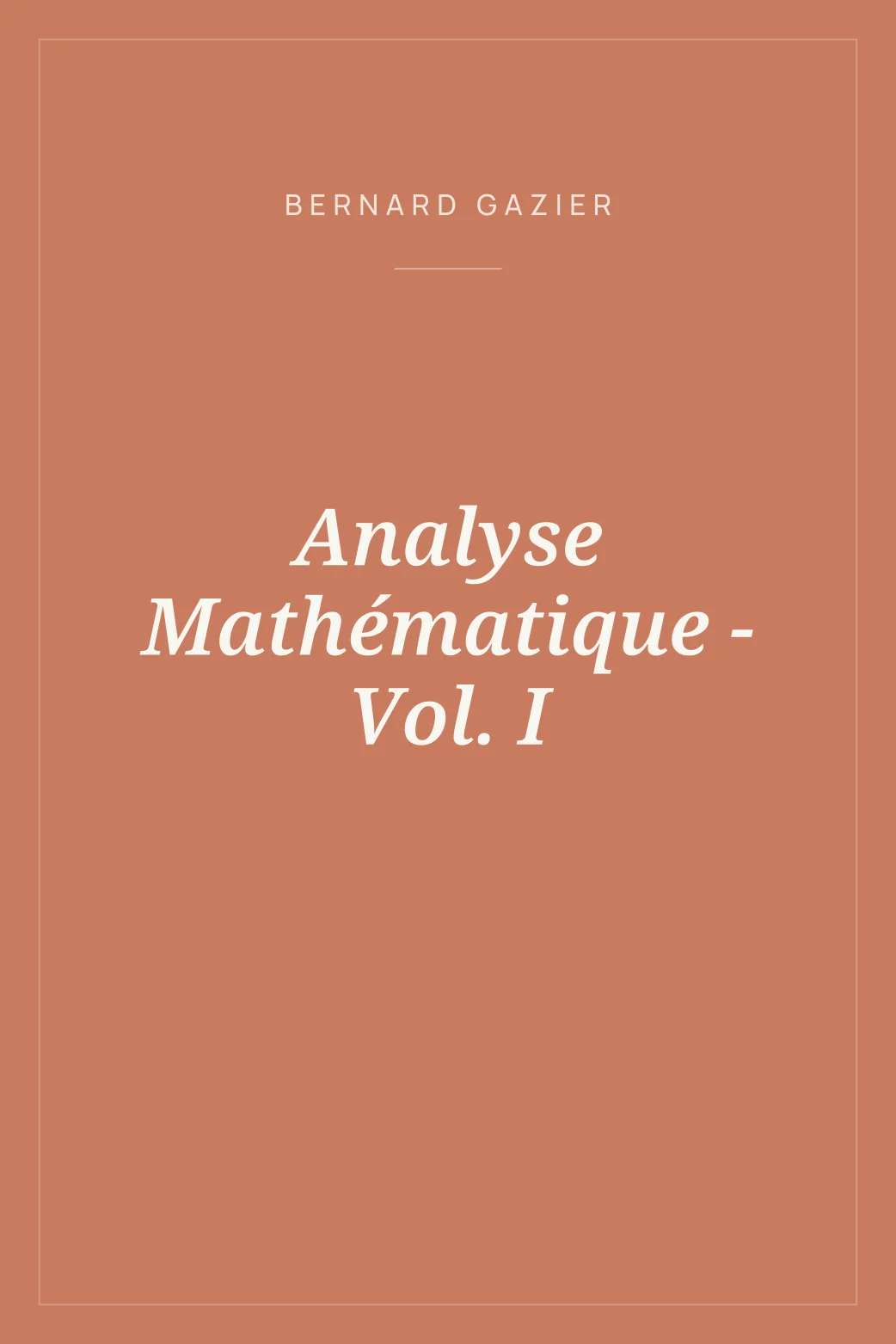 Portada de Analyse Mathématique - Vol. I