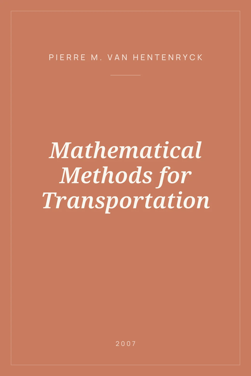 Portada de Mathematical Methods for Transportation