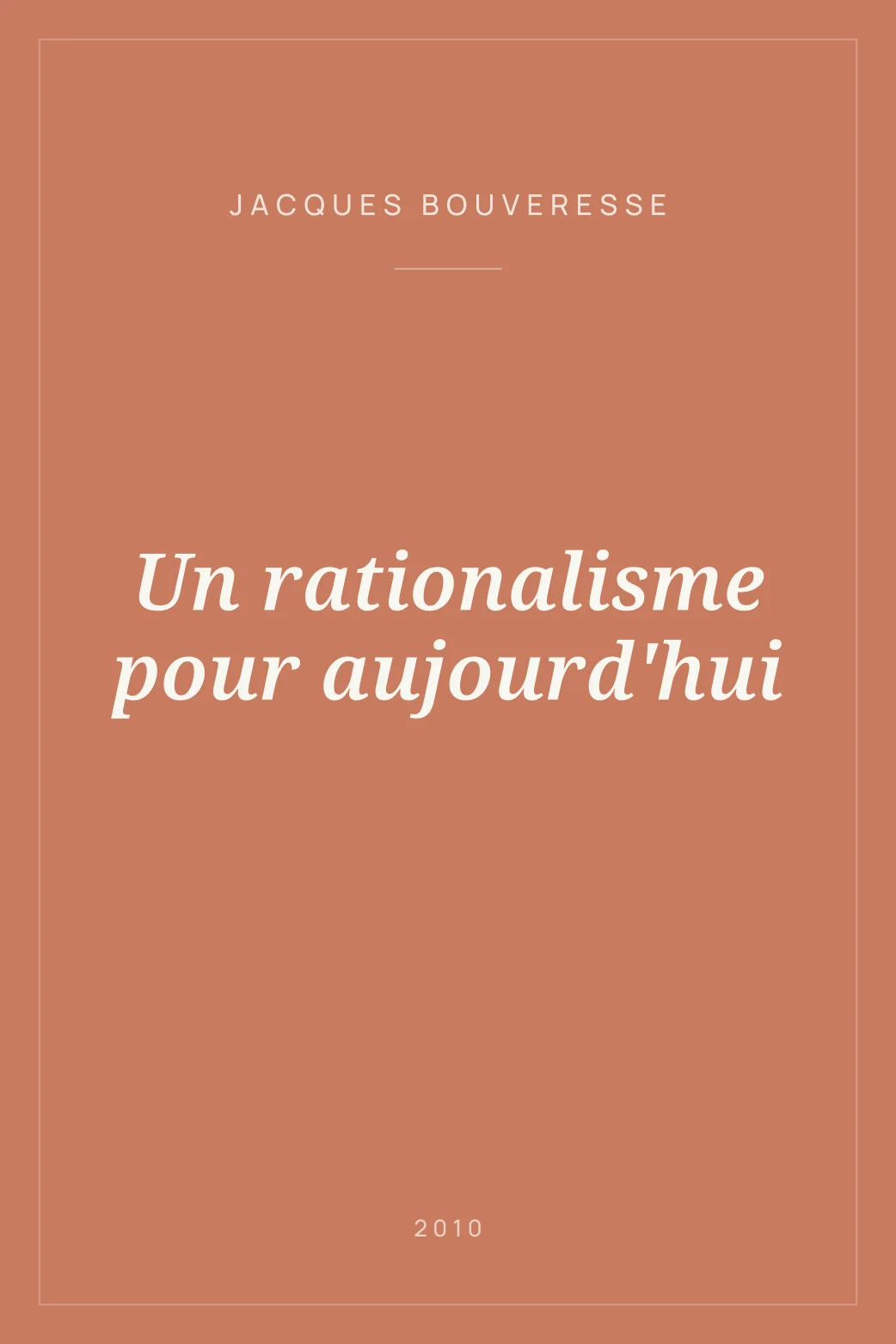 Portada de Un rationalisme pour aujourd'hui