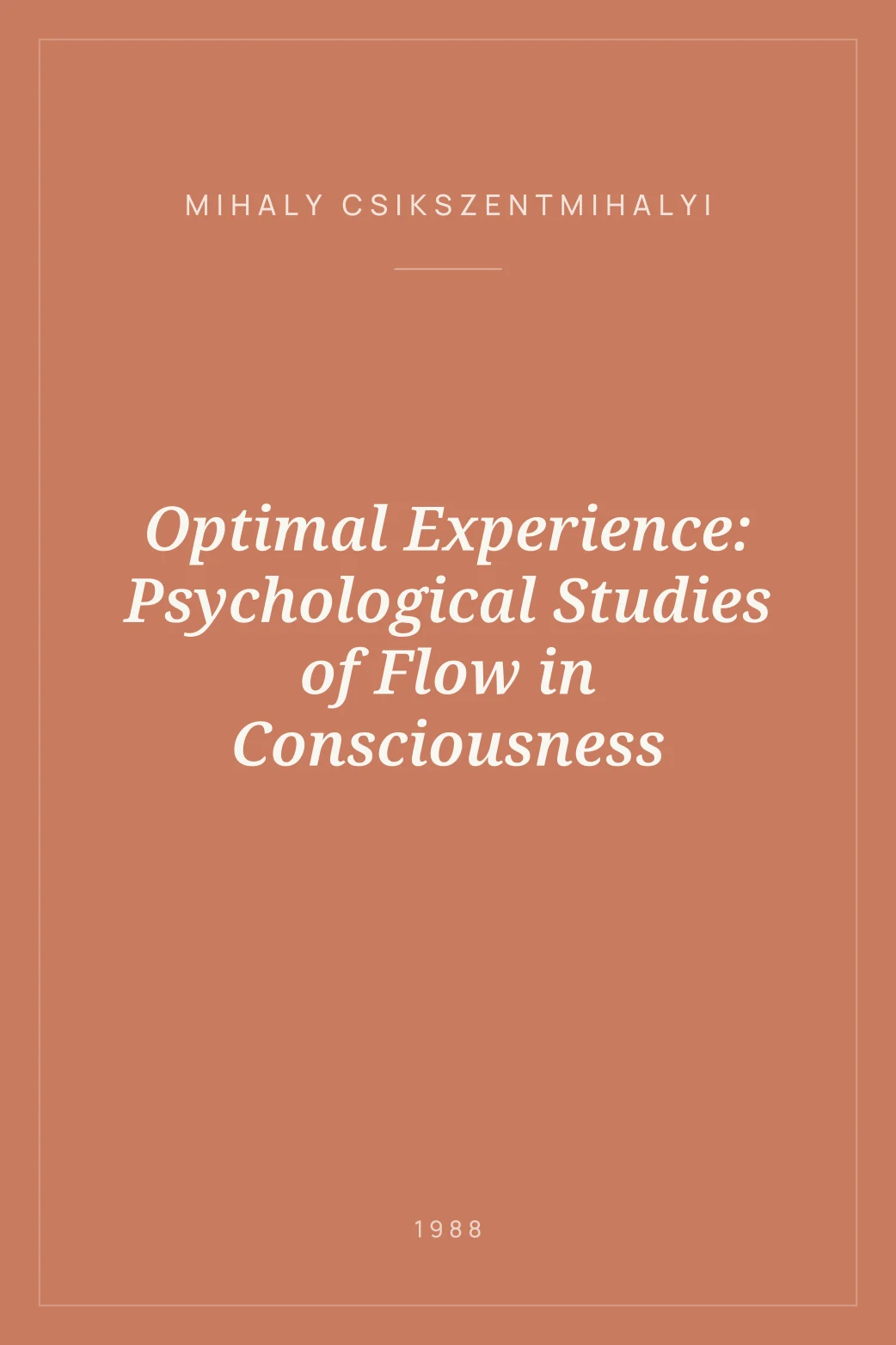 Portada de Optimal Experience: Psychological Studies of Flow in Consciousness