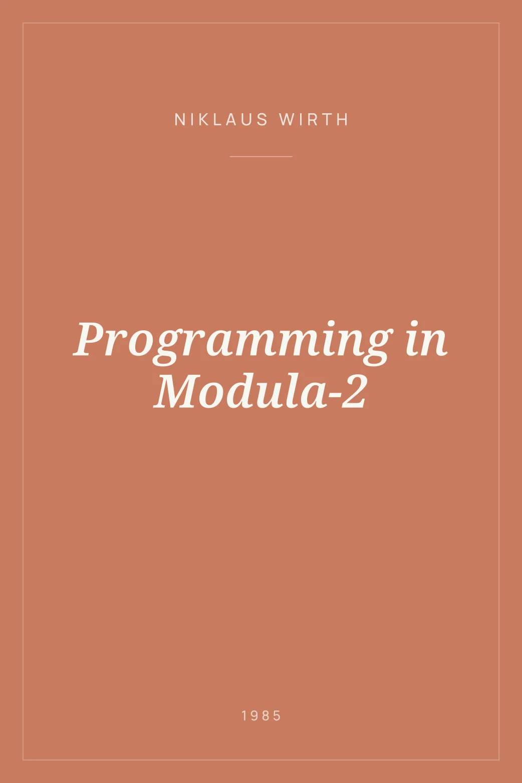 Portada de Programming in Modula-2