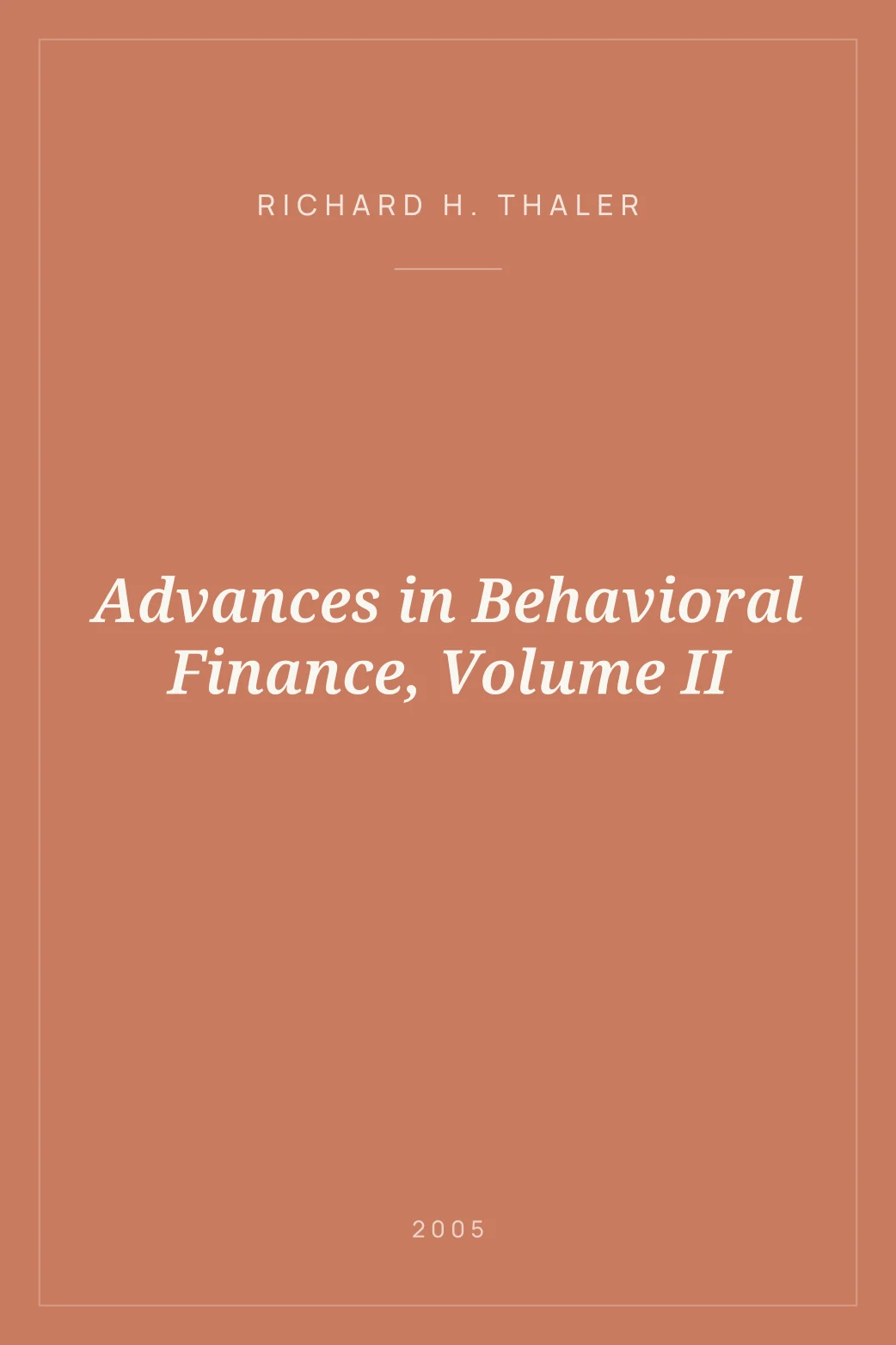 Portada de Advances in Behavioral Finance, Volume II