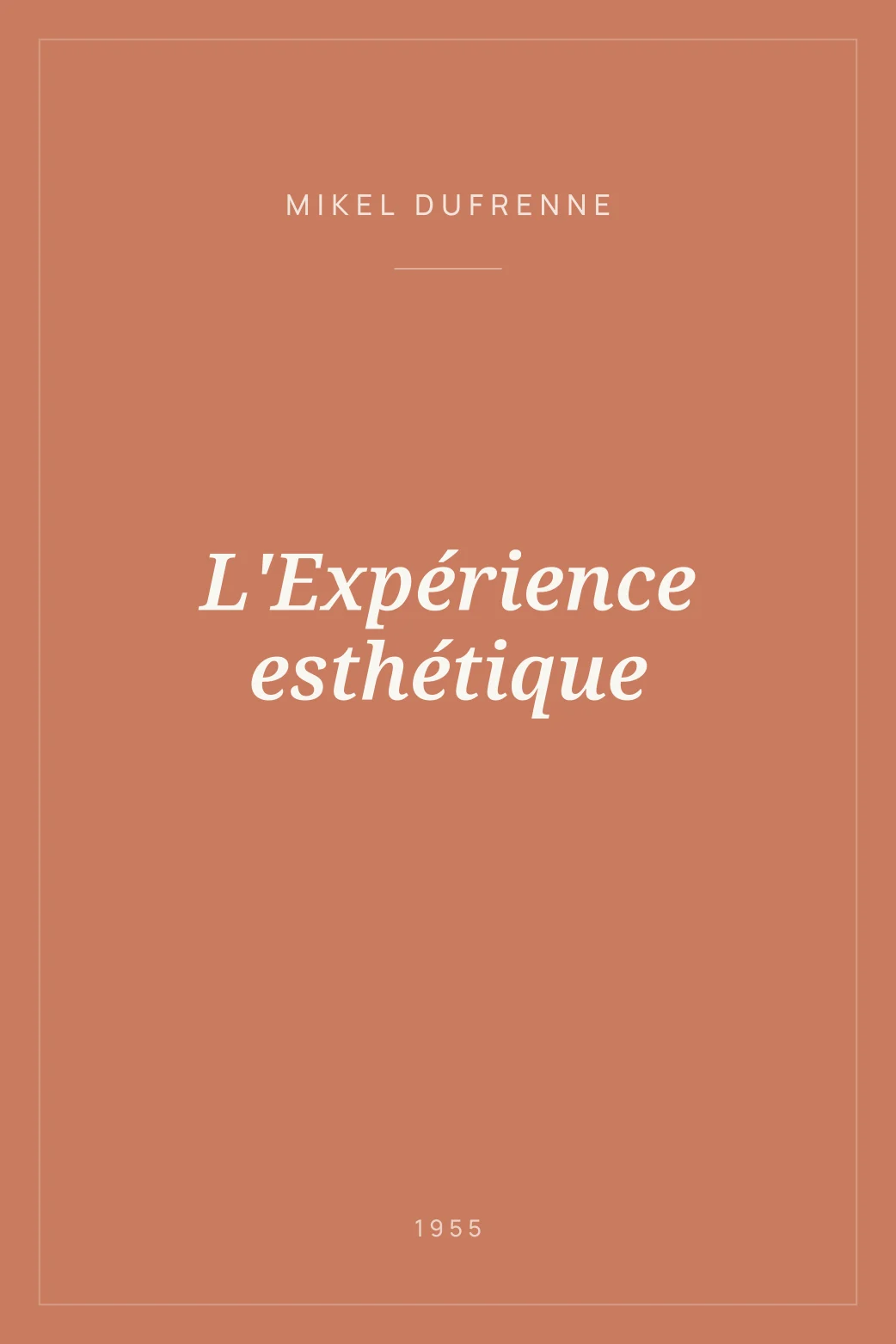 Portada de L'Expérience esthétique