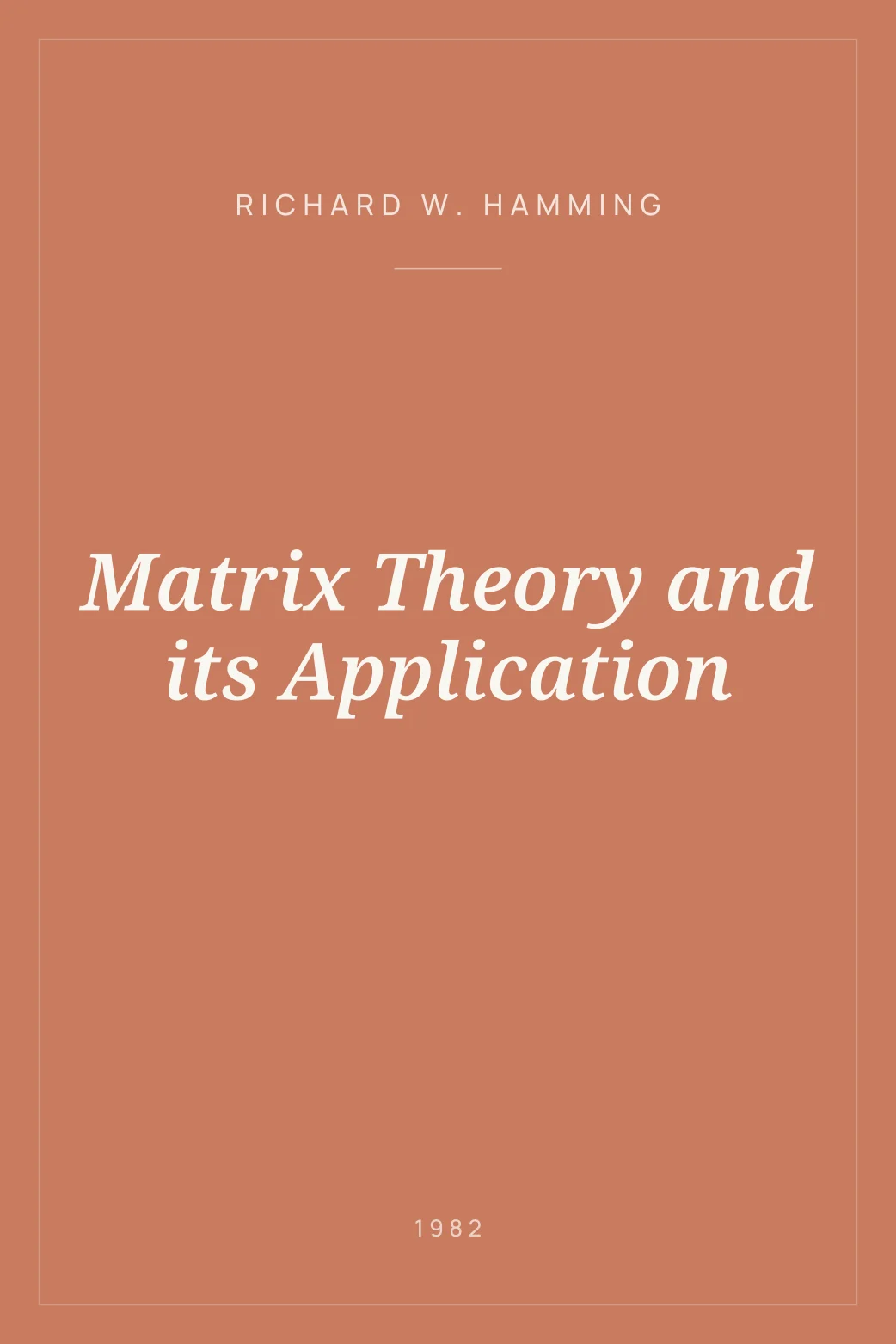 Portada de Matrix Theory and its Application