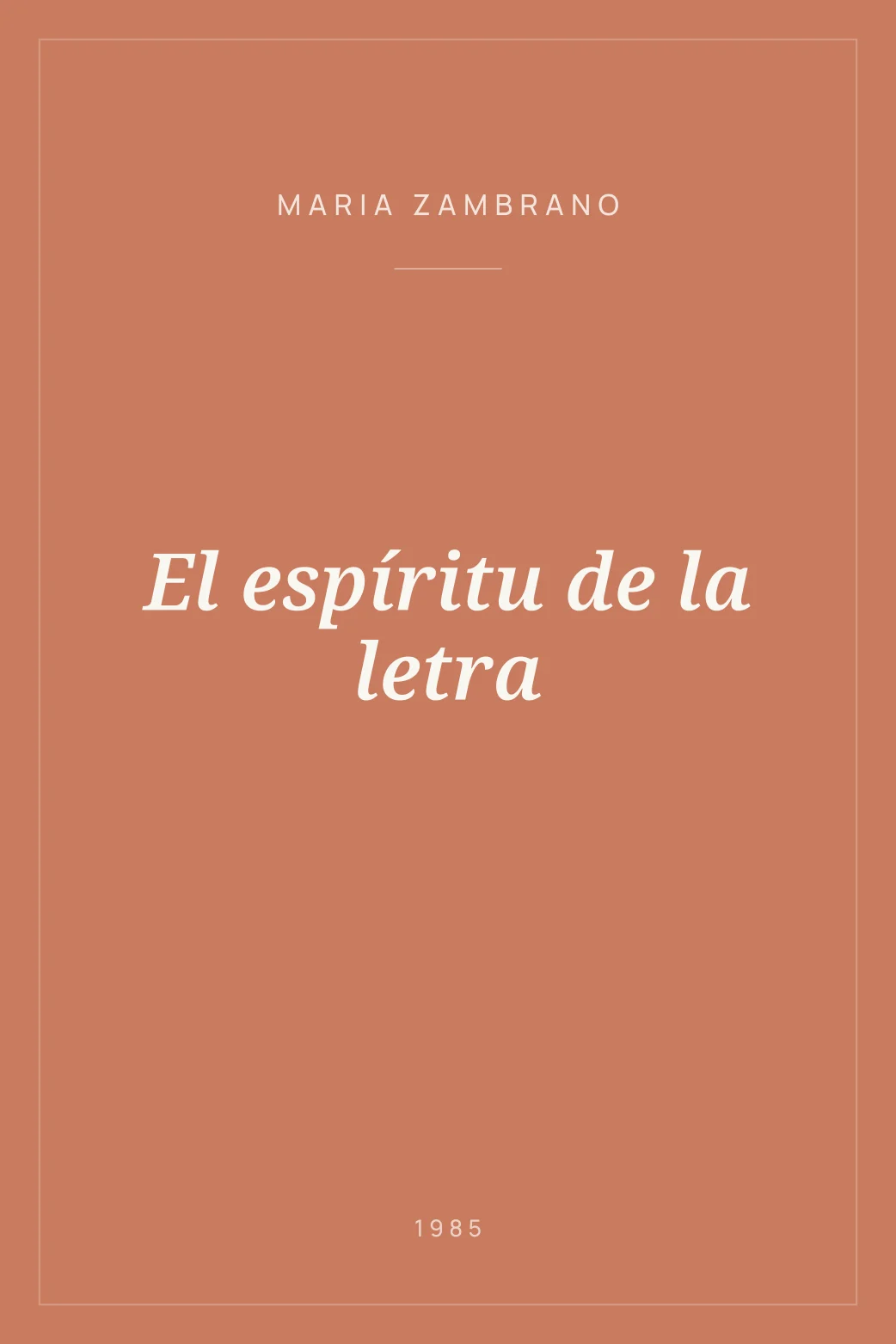 Portada de El espíritu de la letra