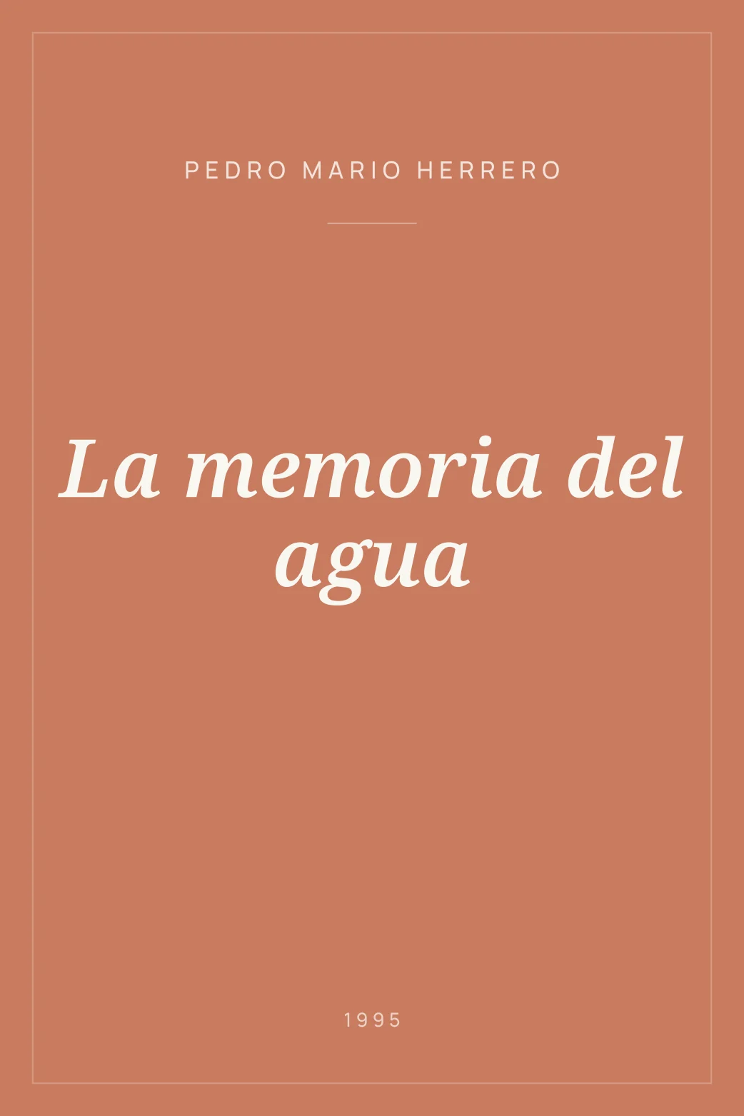 Portada de La memoria del agua